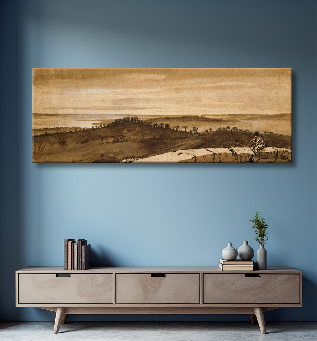 Reproduction Panorama depuis le Sasso de Claude Lorrain avec decor