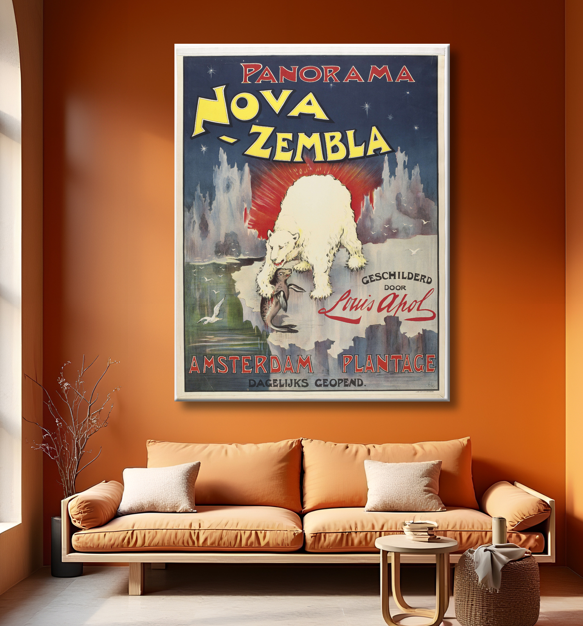 Reproduction Panorama Nova Zembla peint par Louis Apol. Plantation d'Amsterdam de Bernard Willem Wierink avec decor