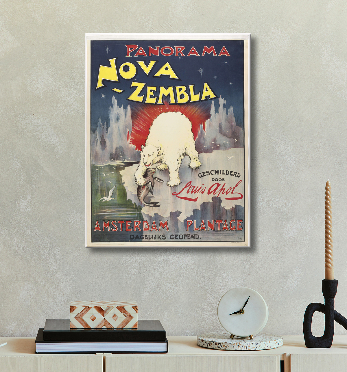 Reproduction Panorama Nova Zembla peint par Louis Apol. Plantation d'Amsterdam de Bernard Willem Wierink avec decor