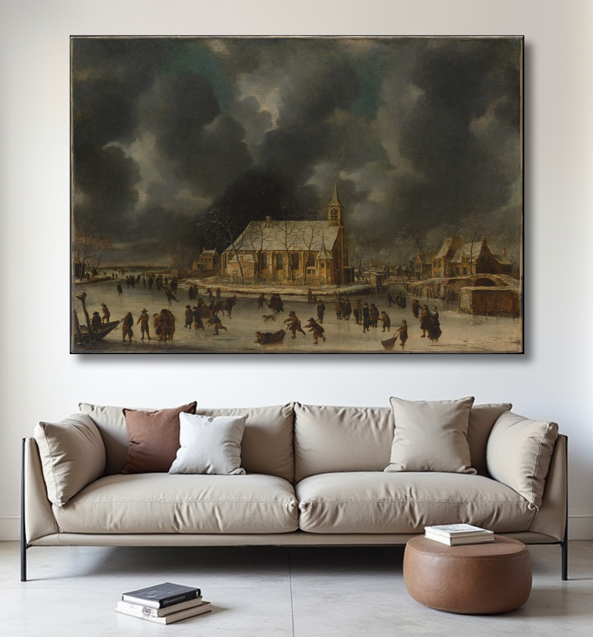 Reproduction Patinage à Sloten, près d'Amsterdam de Johannes Abrahamsz Beerstraten avec decor