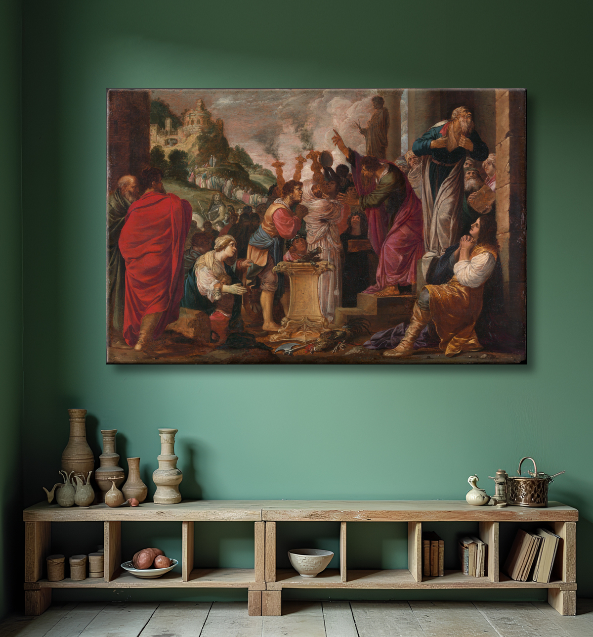 Reproduction Paul et Barnabas à Lystre de Jacob Pynas avec decor