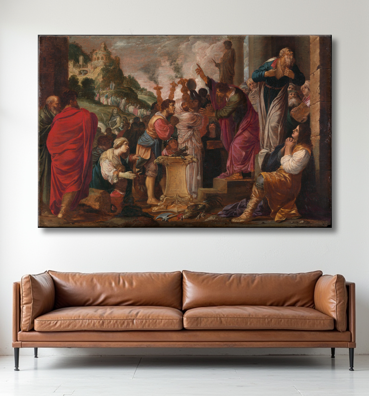 Reproduction Paul et Barnabas à Lystre de Jacob Pynas avec decor