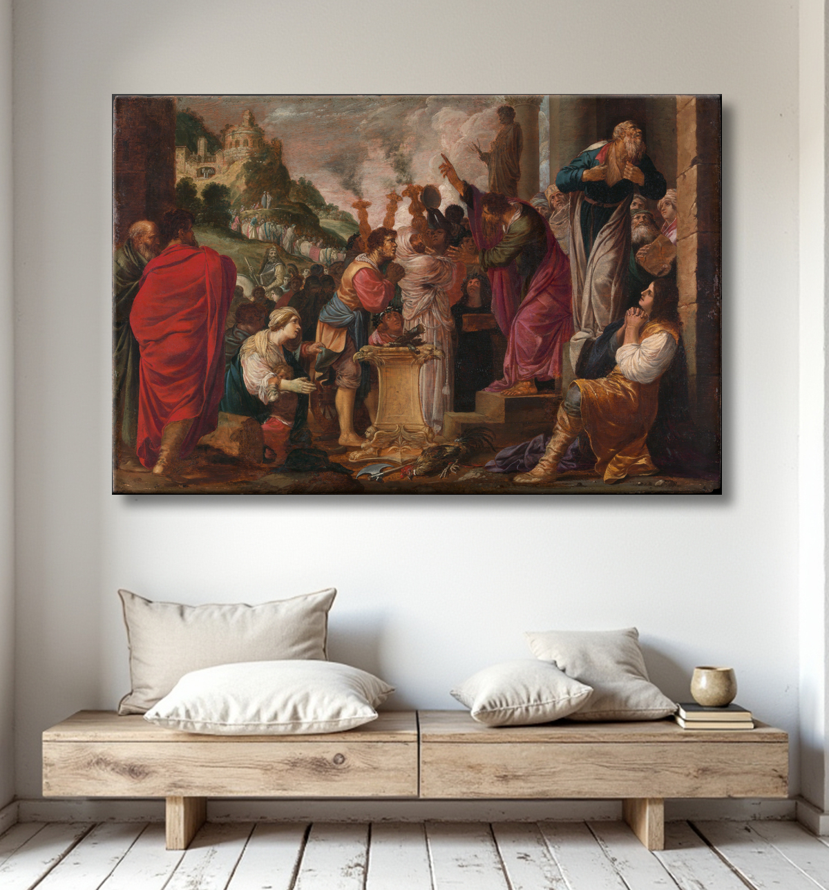 Reproduction Paul et Barnabas à Lystre de Jacob Pynas avec decor