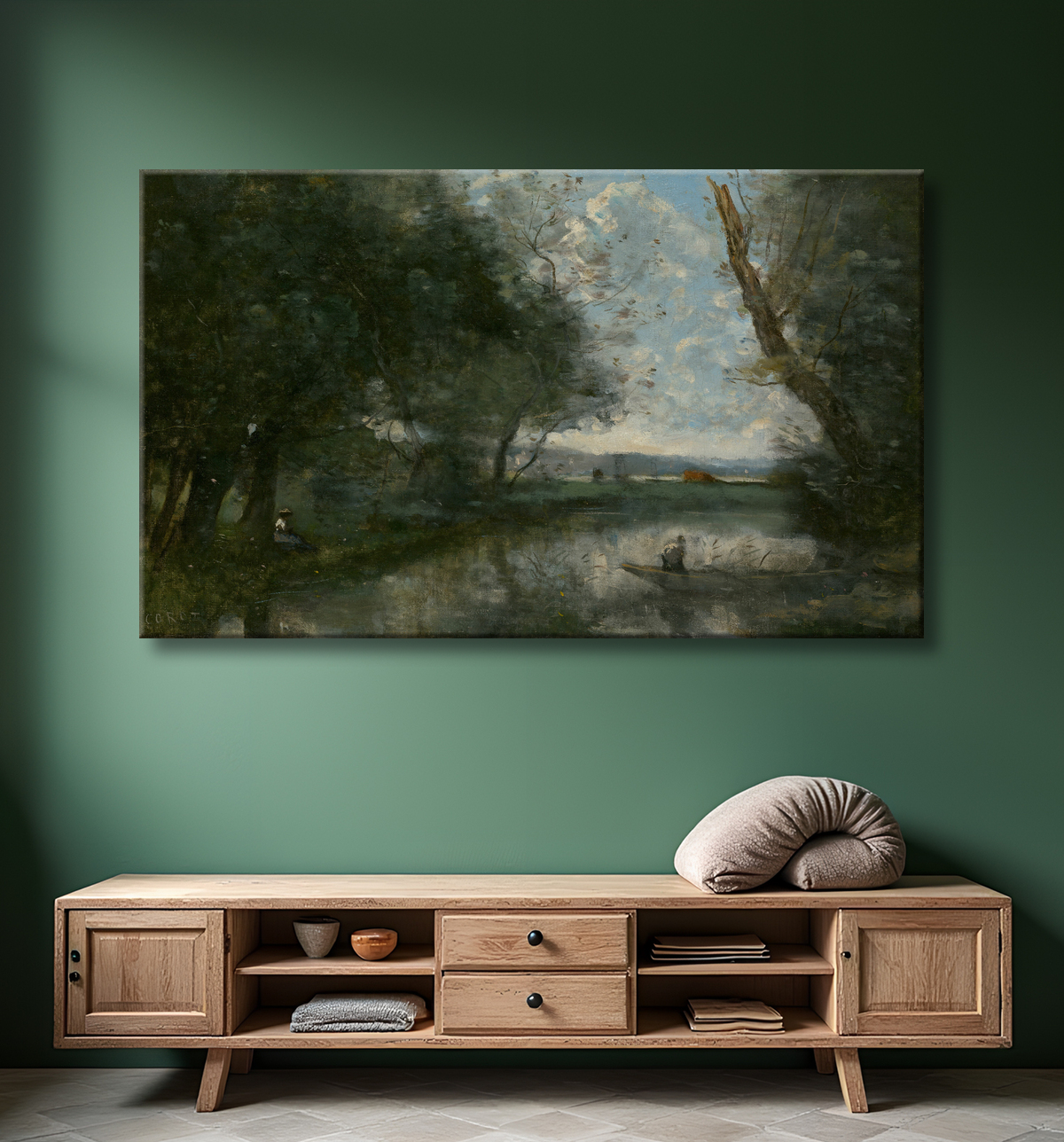 Reproduction Paysage de Jean Baptiste Camille Corot avec decor