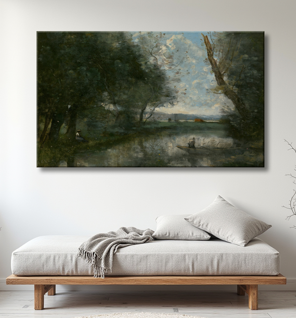 Reproduction Paysage de Jean Baptiste Camille Corot avec decor