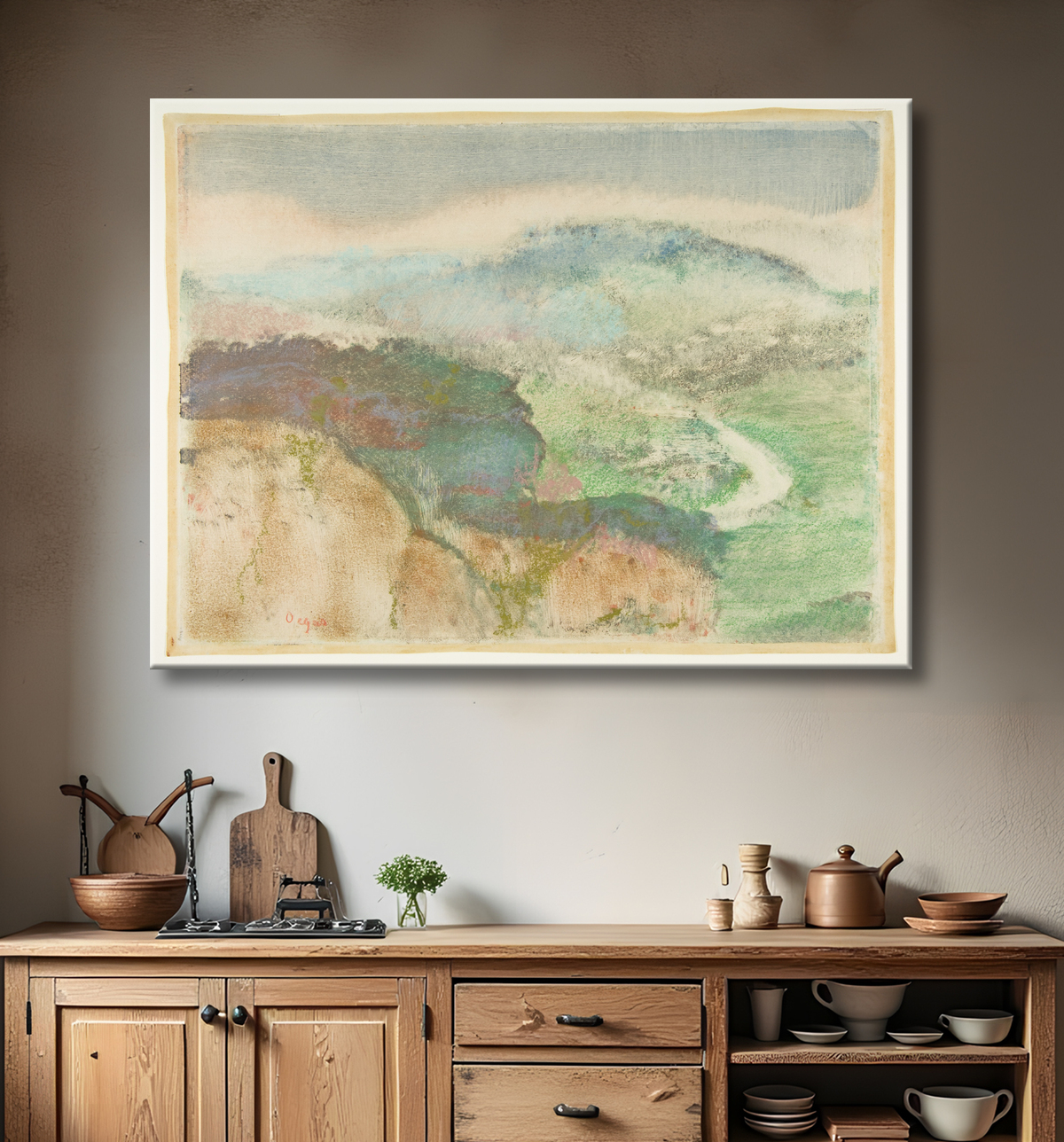 Reproduction Paysage de Edgar Degas avec decor