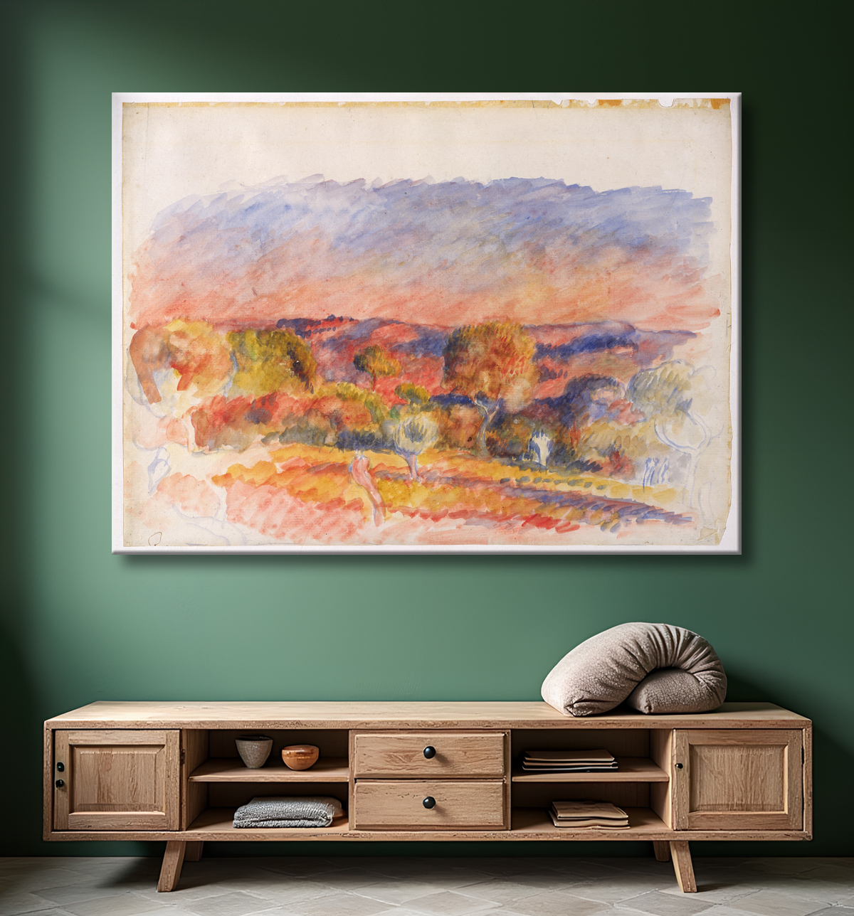 Reproduction Paysage de Auguste Renoir avec decor