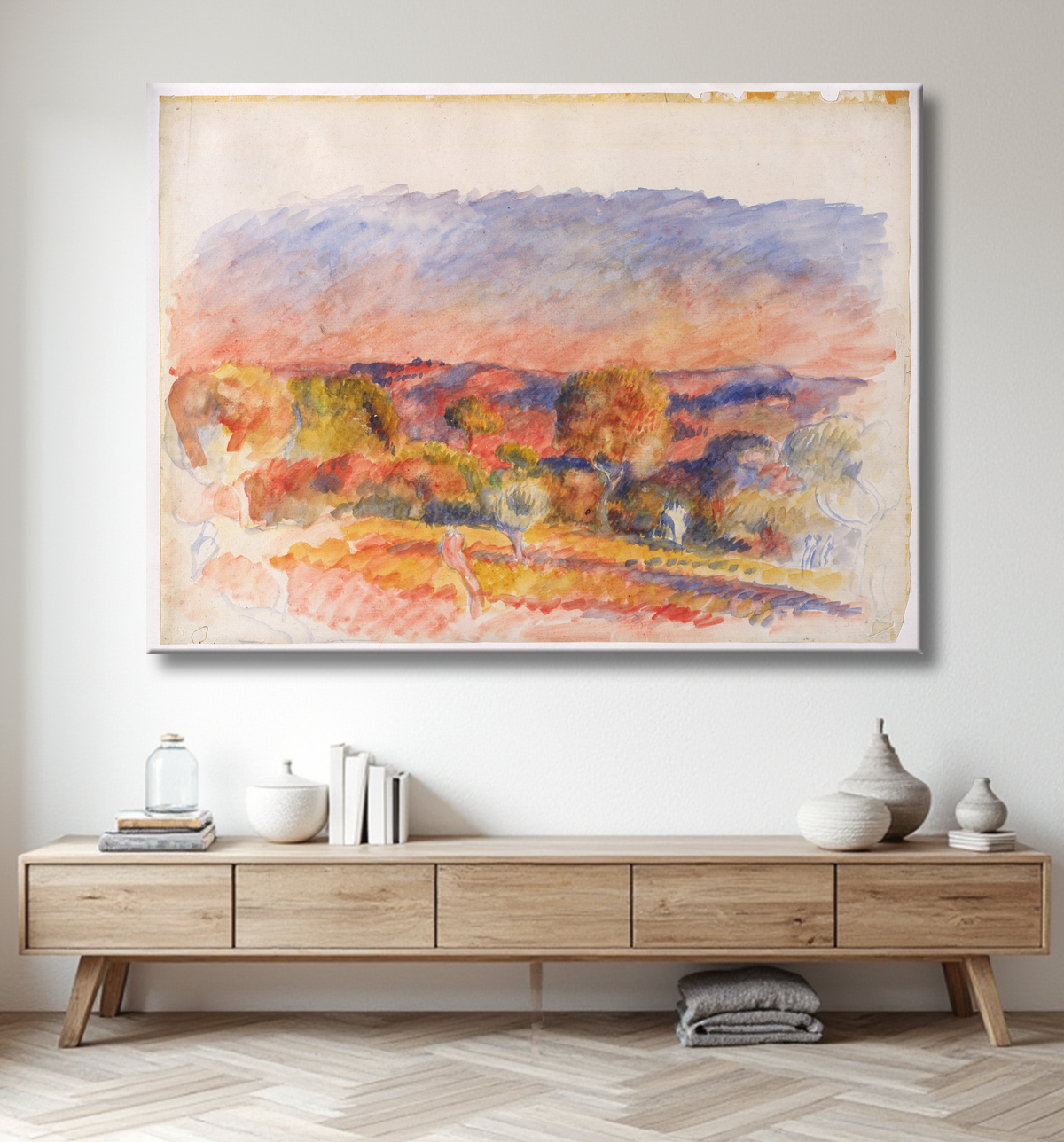 Reproduction Paysage de Auguste Renoir avec decor