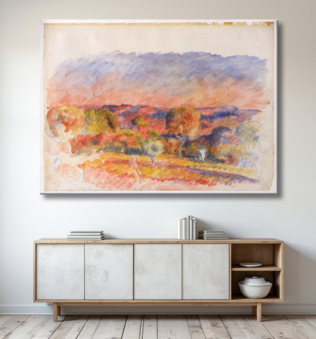 Reproduction Paysage de Auguste Renoir avec decor