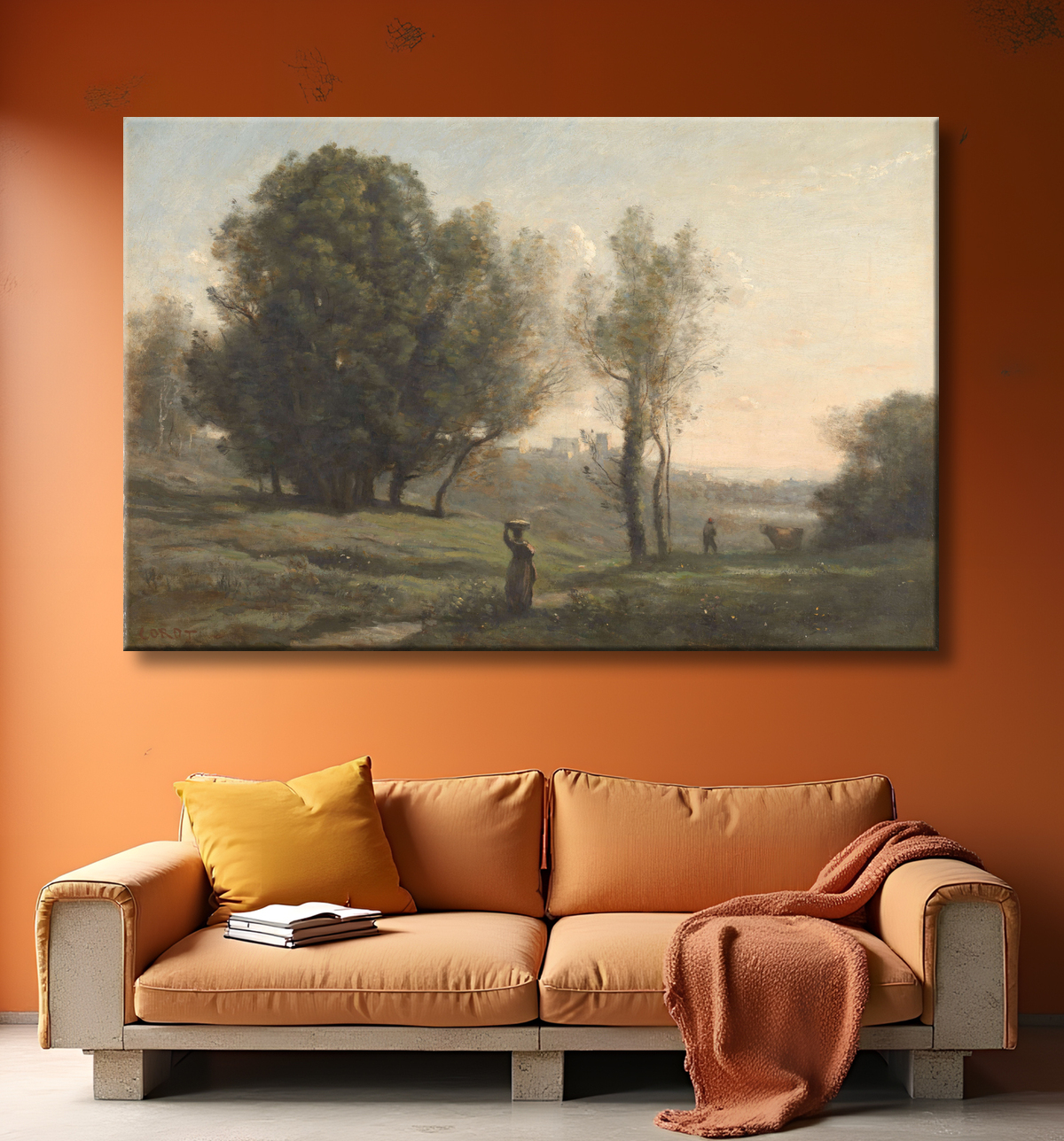Reproduction Paysage de Camille Corot avec decor
