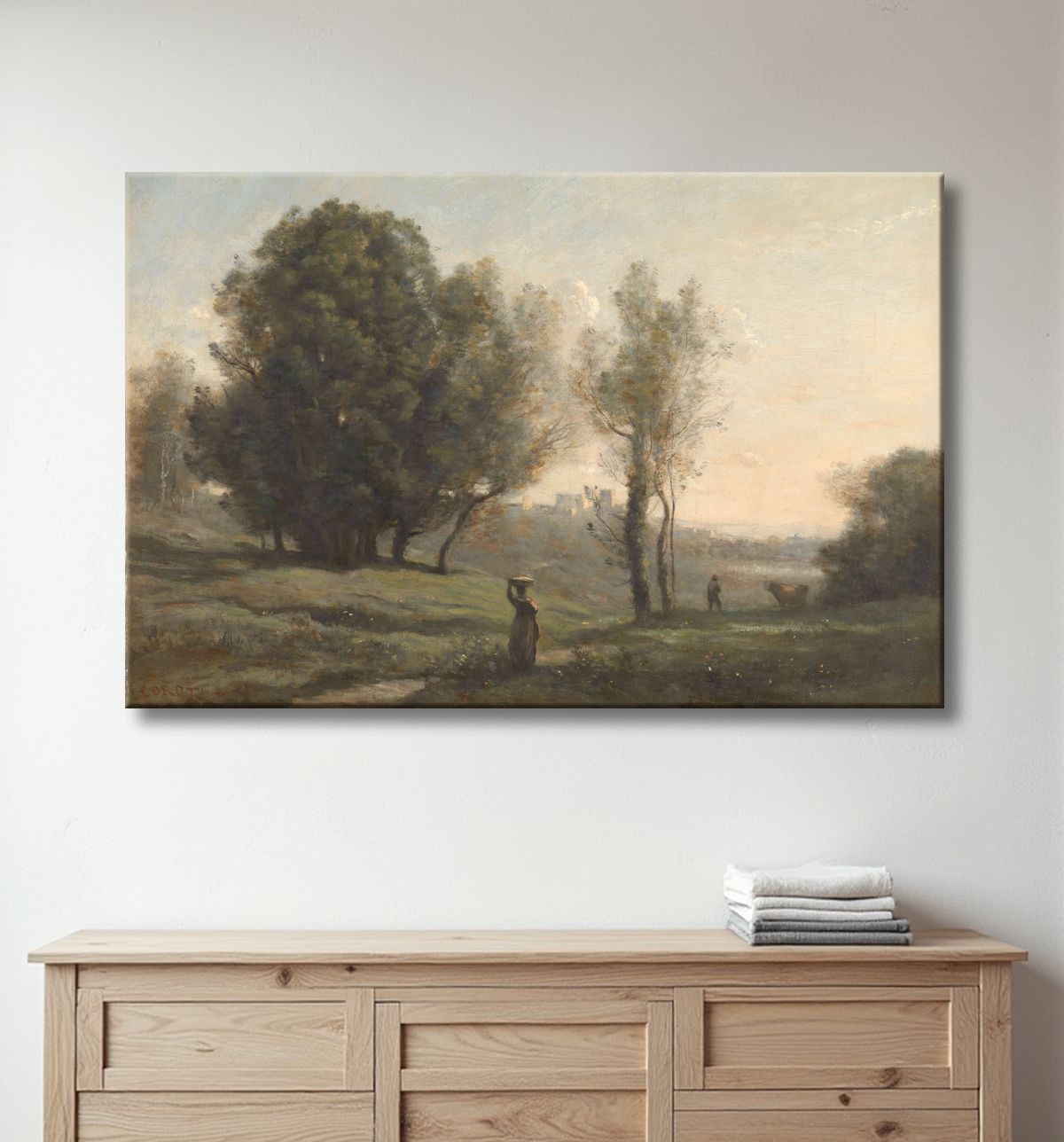 Reproduction Paysage de Camille Corot avec decor