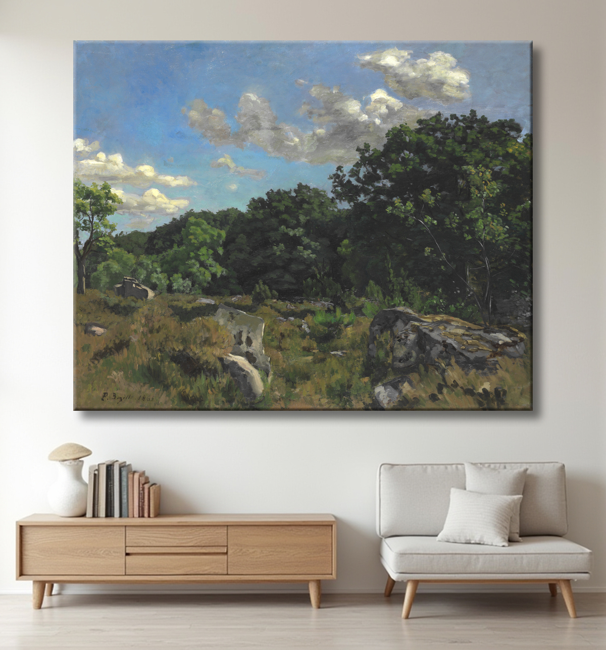 Reproduction Paysage à Chailly de Frédéric Bazille avec decor