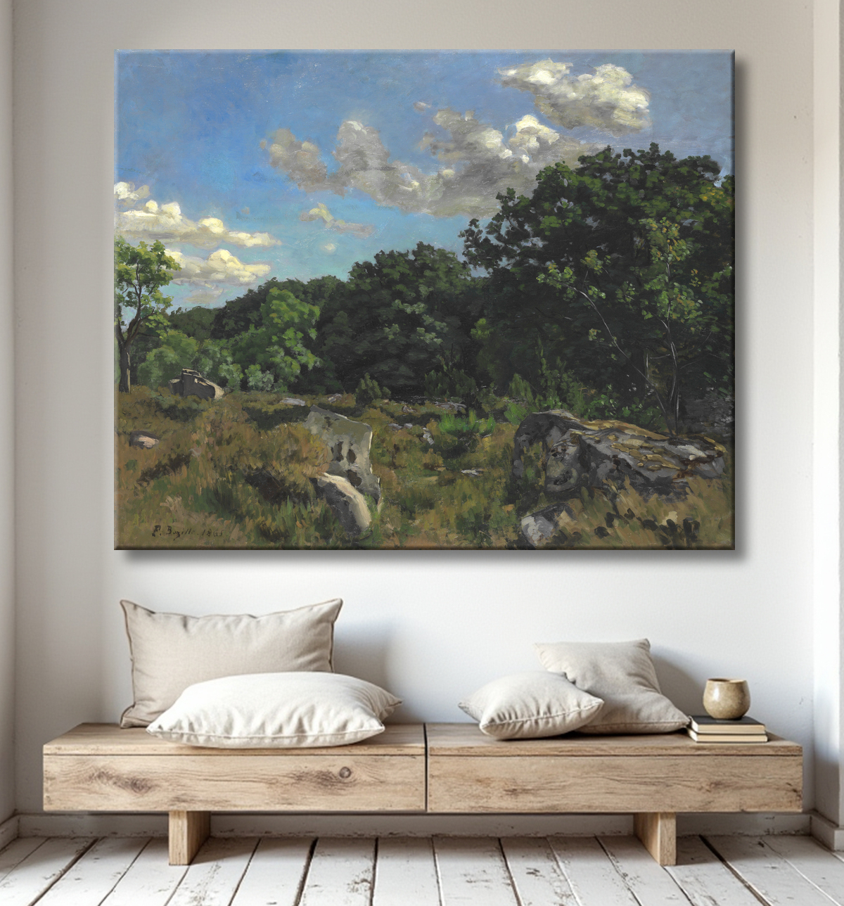Reproduction Paysage à Chailly de Frédéric Bazille avec decor