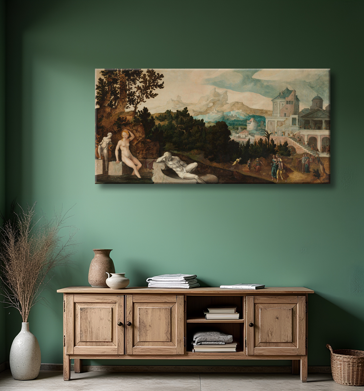 Reproduction Paysage avec Bethsabée de Jan van Scorel avec decor