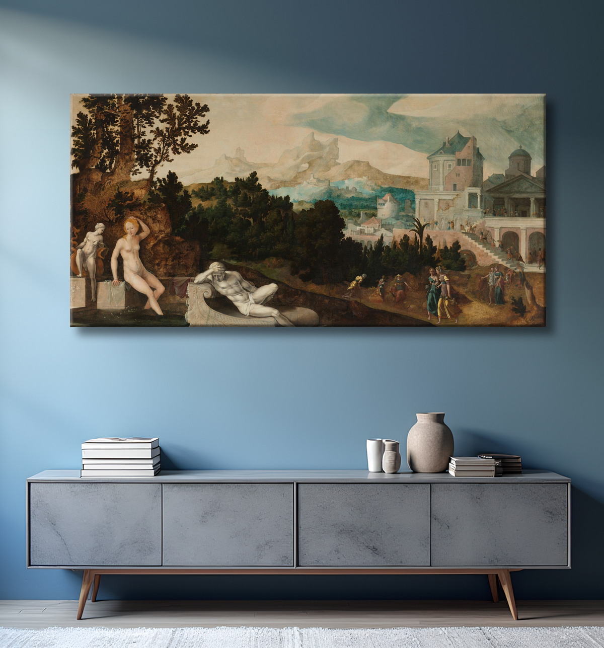 Reproduction Paysage avec Bethsabée de Jan van Scorel avec decor