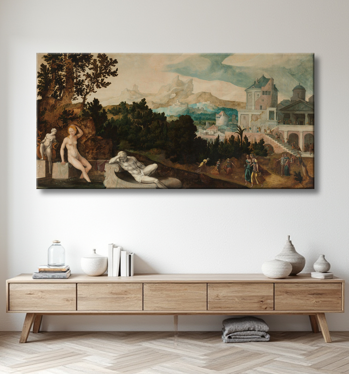 Reproduction Paysage avec Bethsabée de Jan van Scorel avec decor