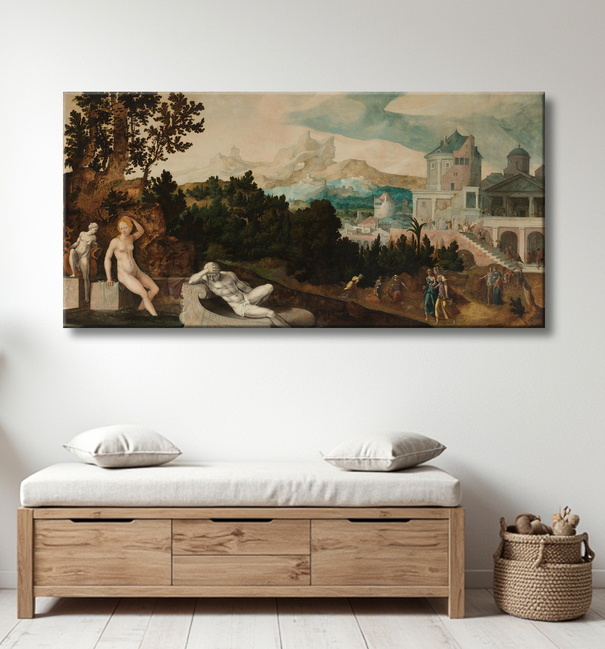 Reproduction Paysage avec Bethsabée de Jan van Scorel avec decor