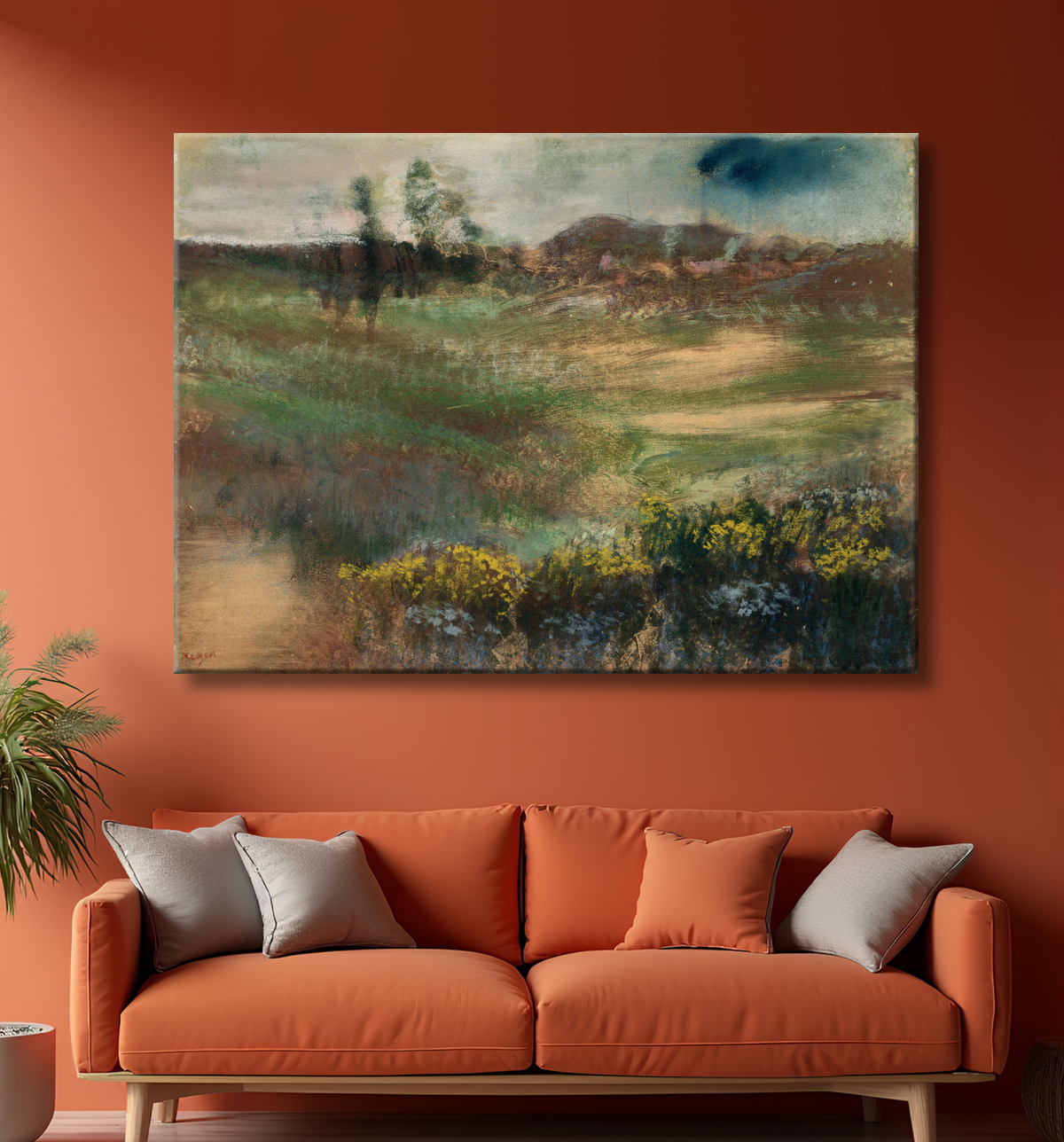 Reproduction Paysage avec cheminées de Hilaire Germain Edgar Degas avec decor