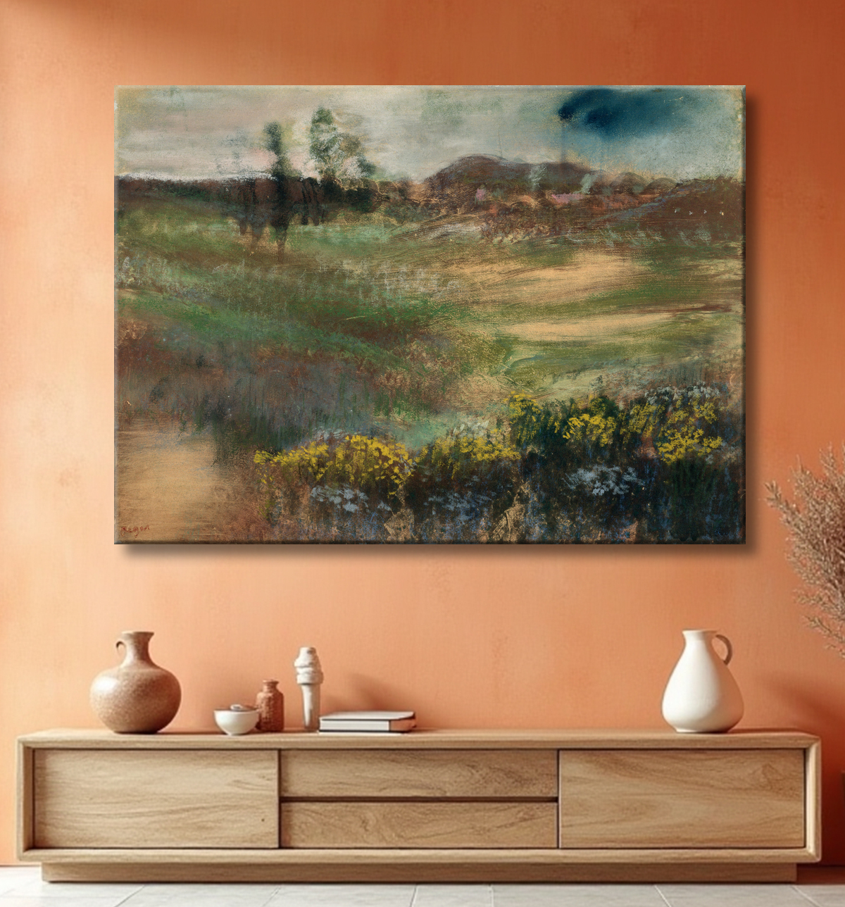 Reproduction Paysage avec cheminées de Hilaire Germain Edgar Degas avec decor