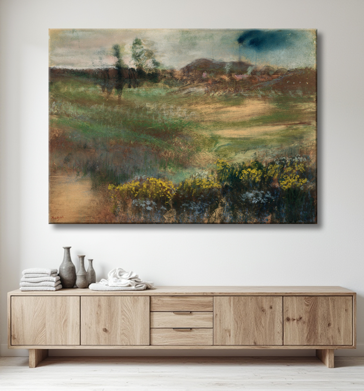 Reproduction Paysage avec cheminées de Hilaire Germain Edgar Degas avec decor