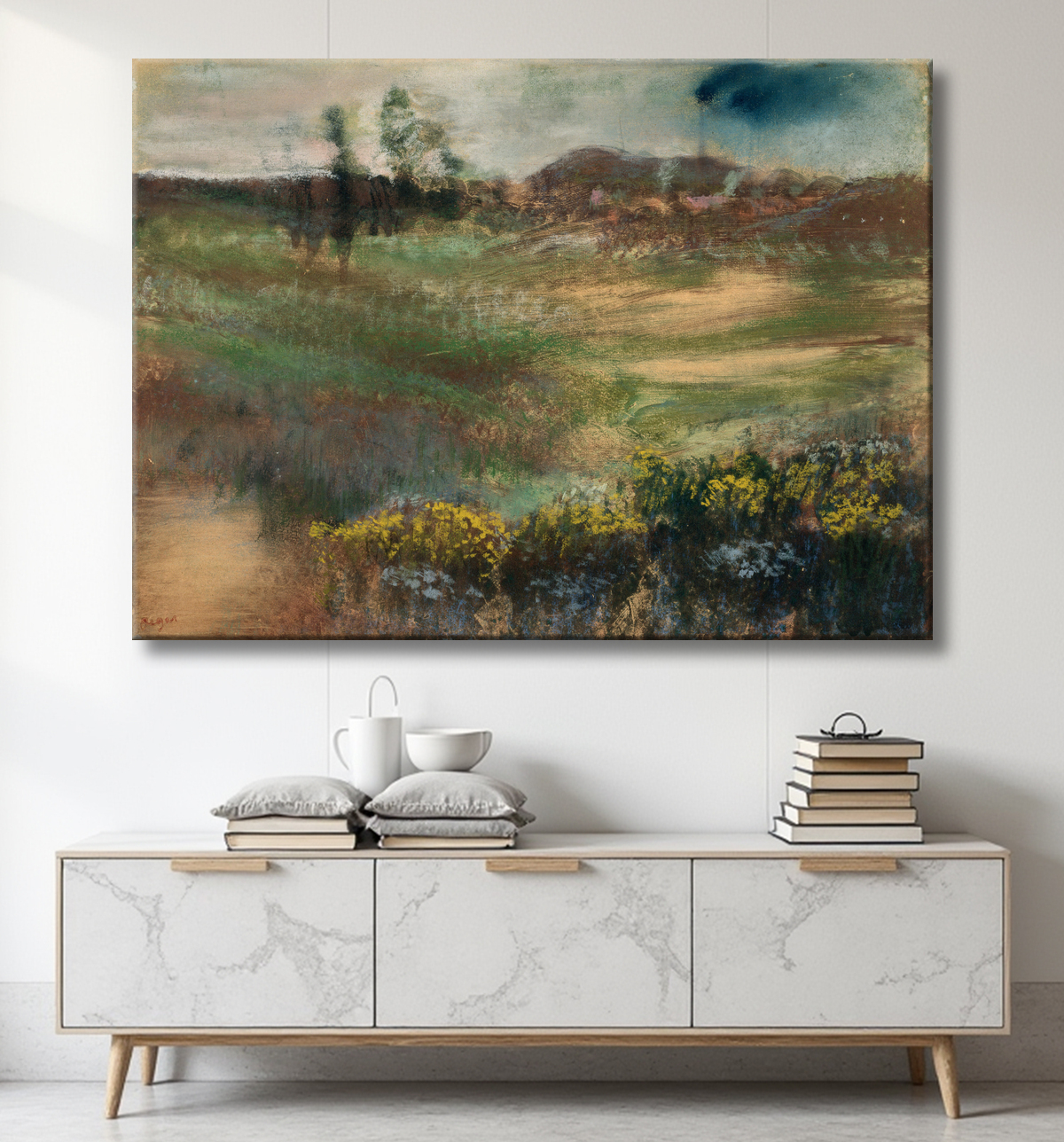 Reproduction Paysage avec cheminées de Hilaire Germain Edgar Degas avec decor