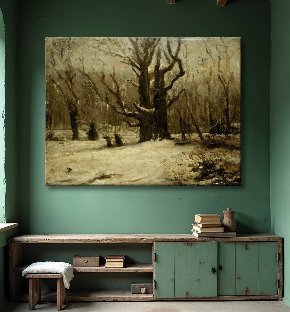 Reproduction Paysage d'hiver de Gustave Courbet avec decor