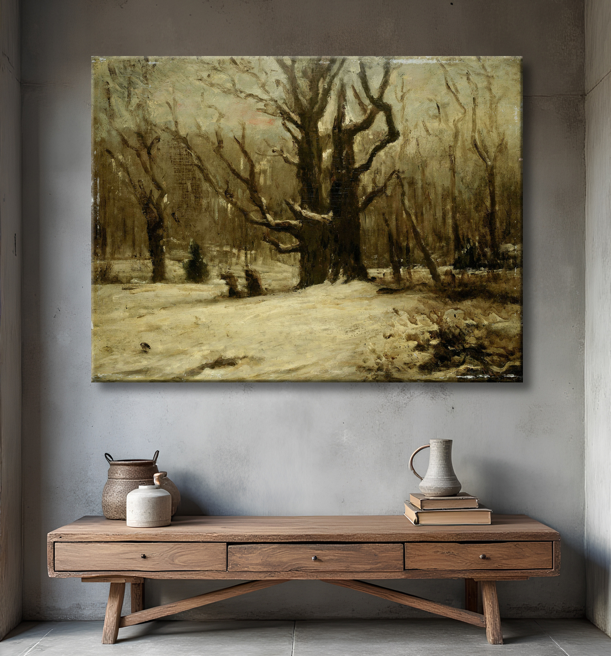 Reproduction Paysage d'hiver de Gustave Courbet avec decor