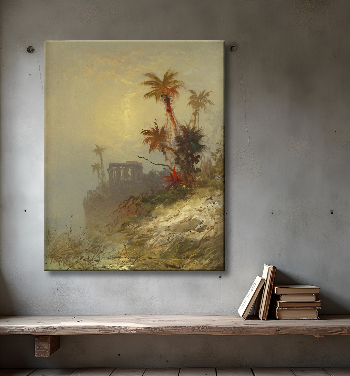 Reproduction Paysage égyptien de C. Morgan McIlhenney, born Philadelphia, PA 1858-died 1904 avec decor