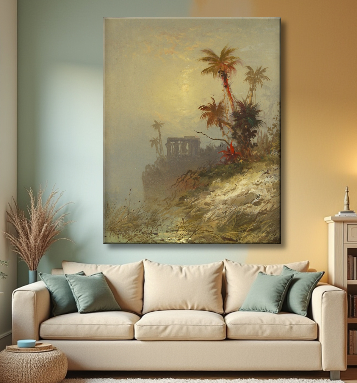 Reproduction Paysage égyptien de C. Morgan McIlhenney, born Philadelphia, PA 1858-died 1904 avec decor