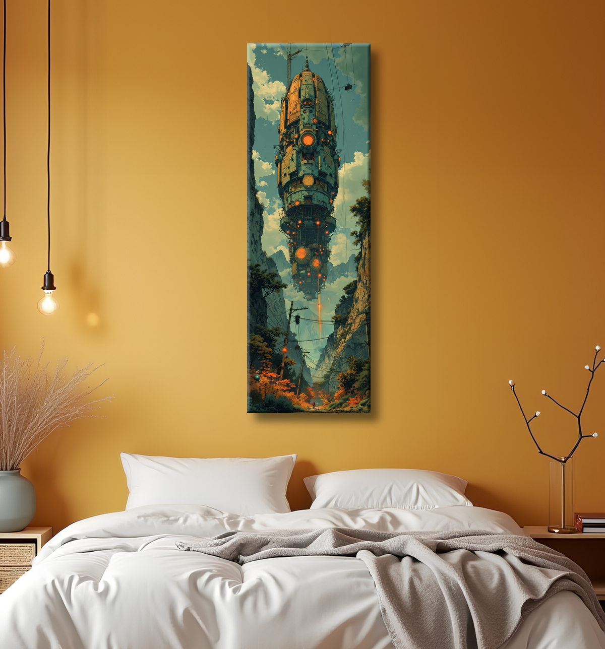 Tableau d'un paysage futuriste avec decor