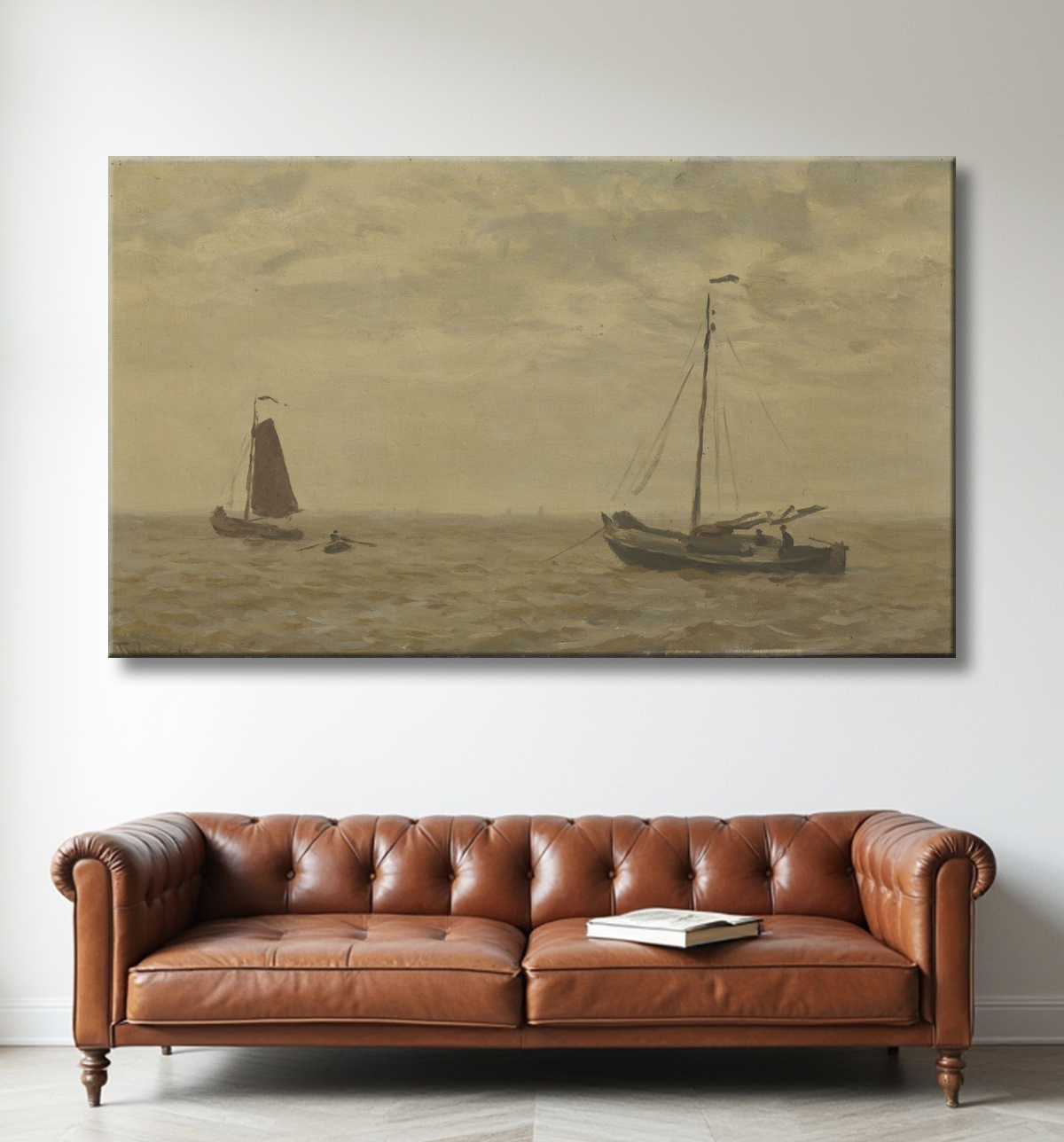 Reproduction Paysage marin avec des bateaux de pêche de Willem Bastiaan Tholen avec decor