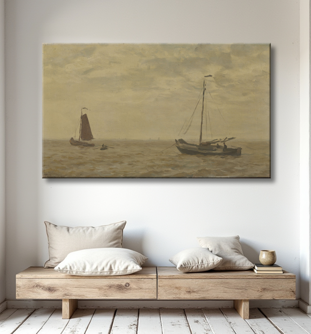 Reproduction Paysage marin avec des bateaux de pêche de Willem Bastiaan Tholen avec decor
