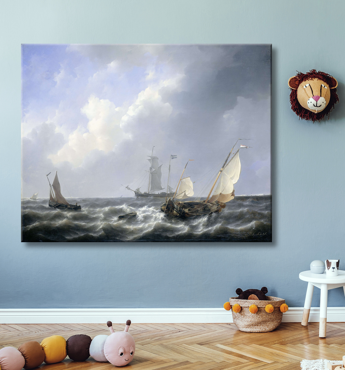 Reproduction Paysage marin des eaux zélandaises, près de l'île de Schouwen de Petrus Johannes Schotel avec decor