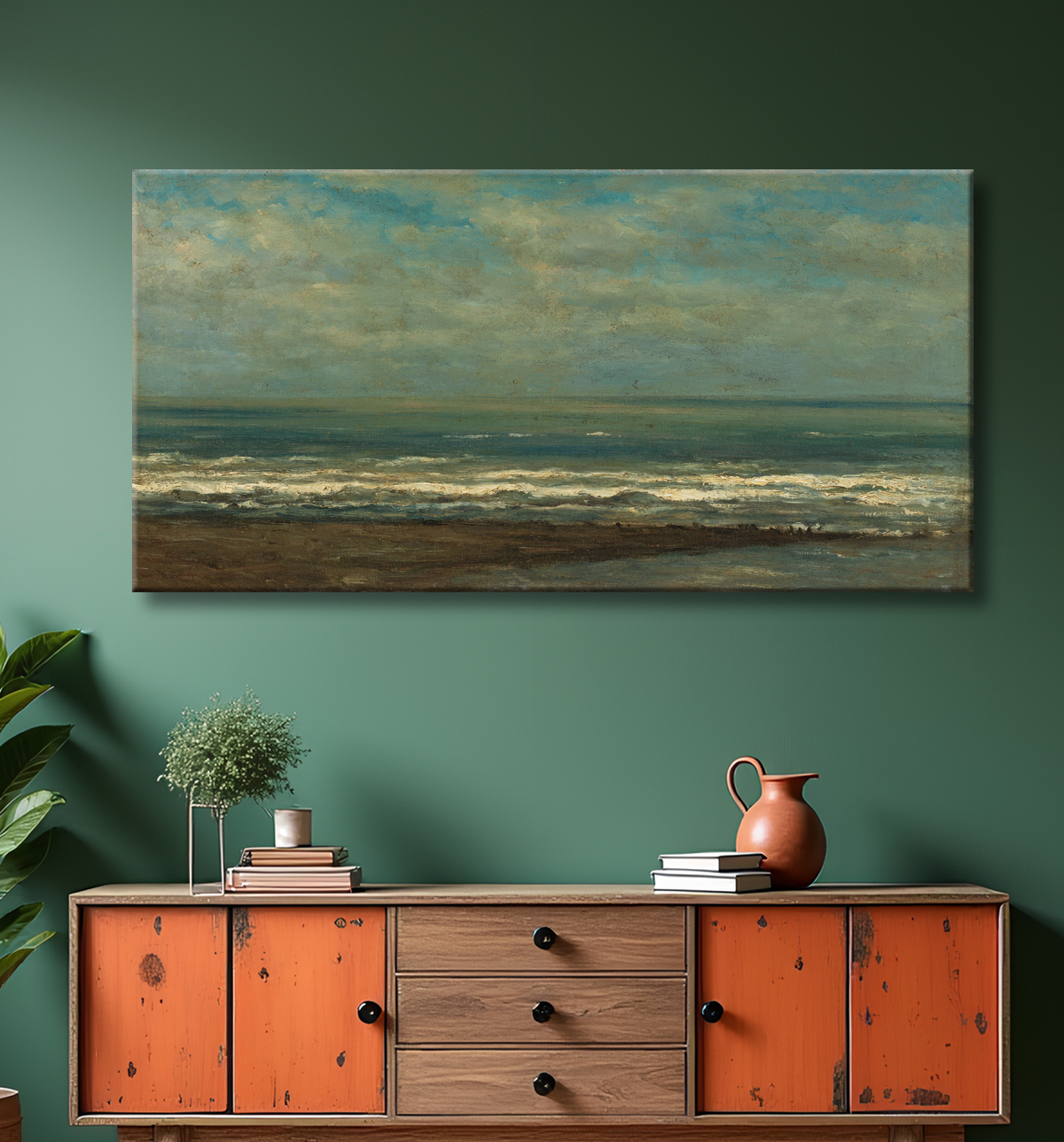 Reproduction Paysage marin près de Heijst de Willem Roelofs (I) avec decor