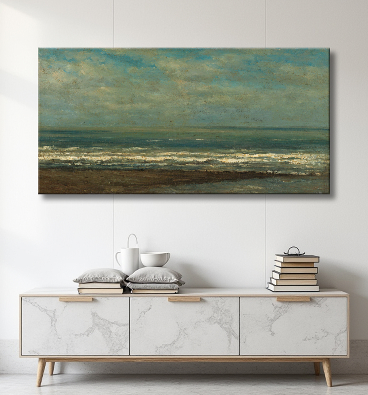 Reproduction Paysage marin près de Heijst de Willem Roelofs (I) avec decor