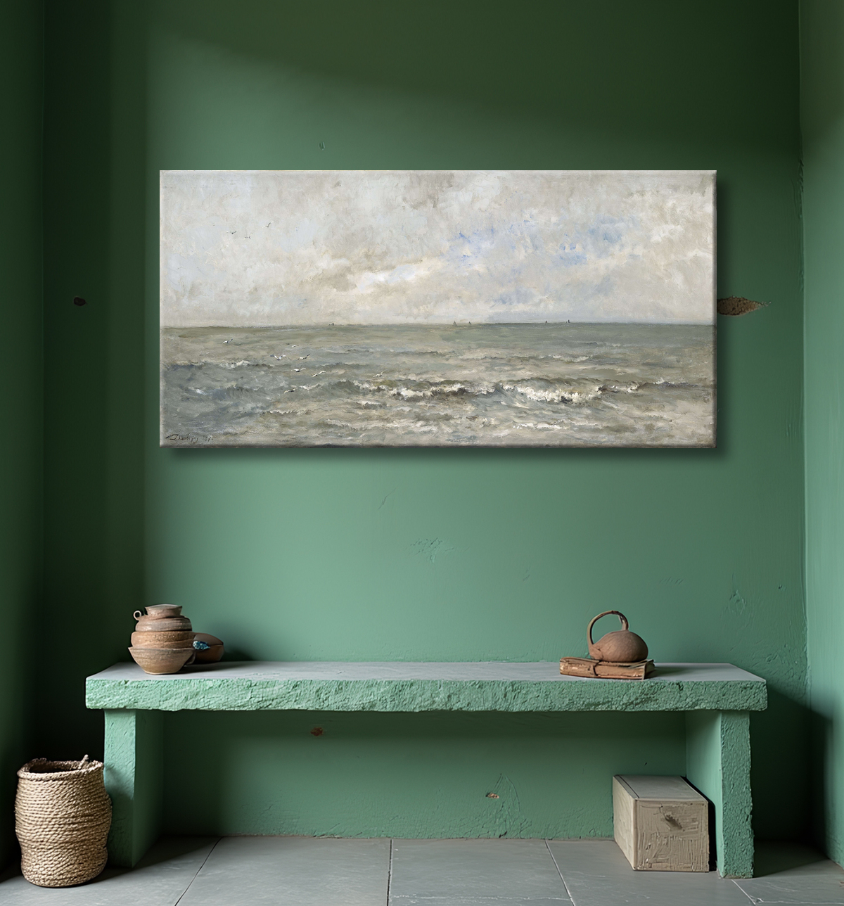 Reproduction Paysage marin de Charles-François Daubigny avec decor
