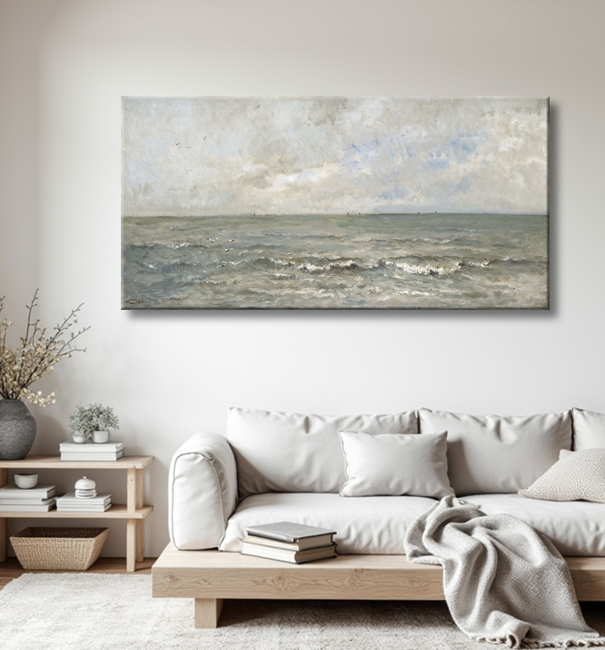 Reproduction Paysage marin de Charles-François Daubigny avec decor