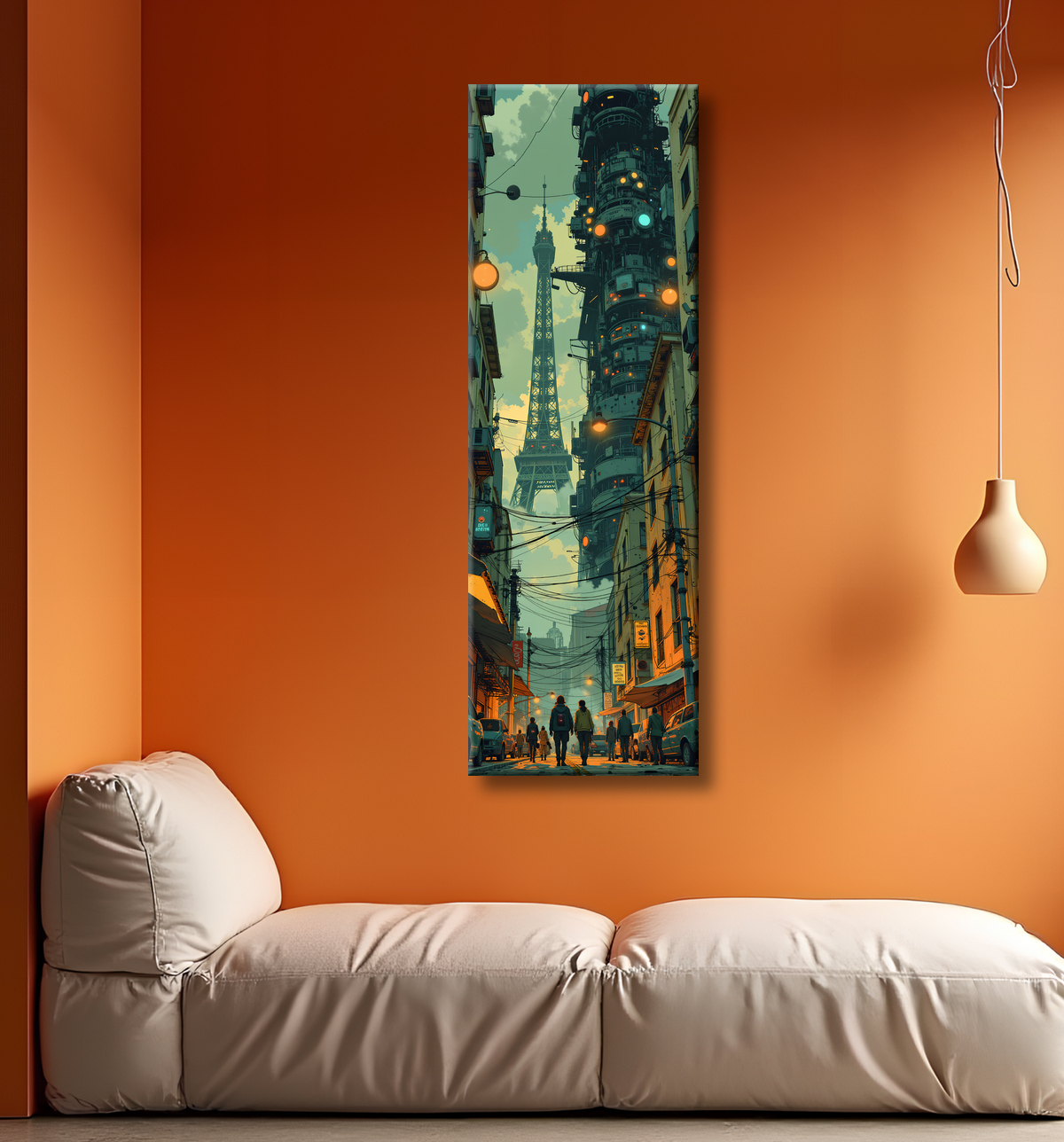 Tableau de Paris SF futuriste avec decor