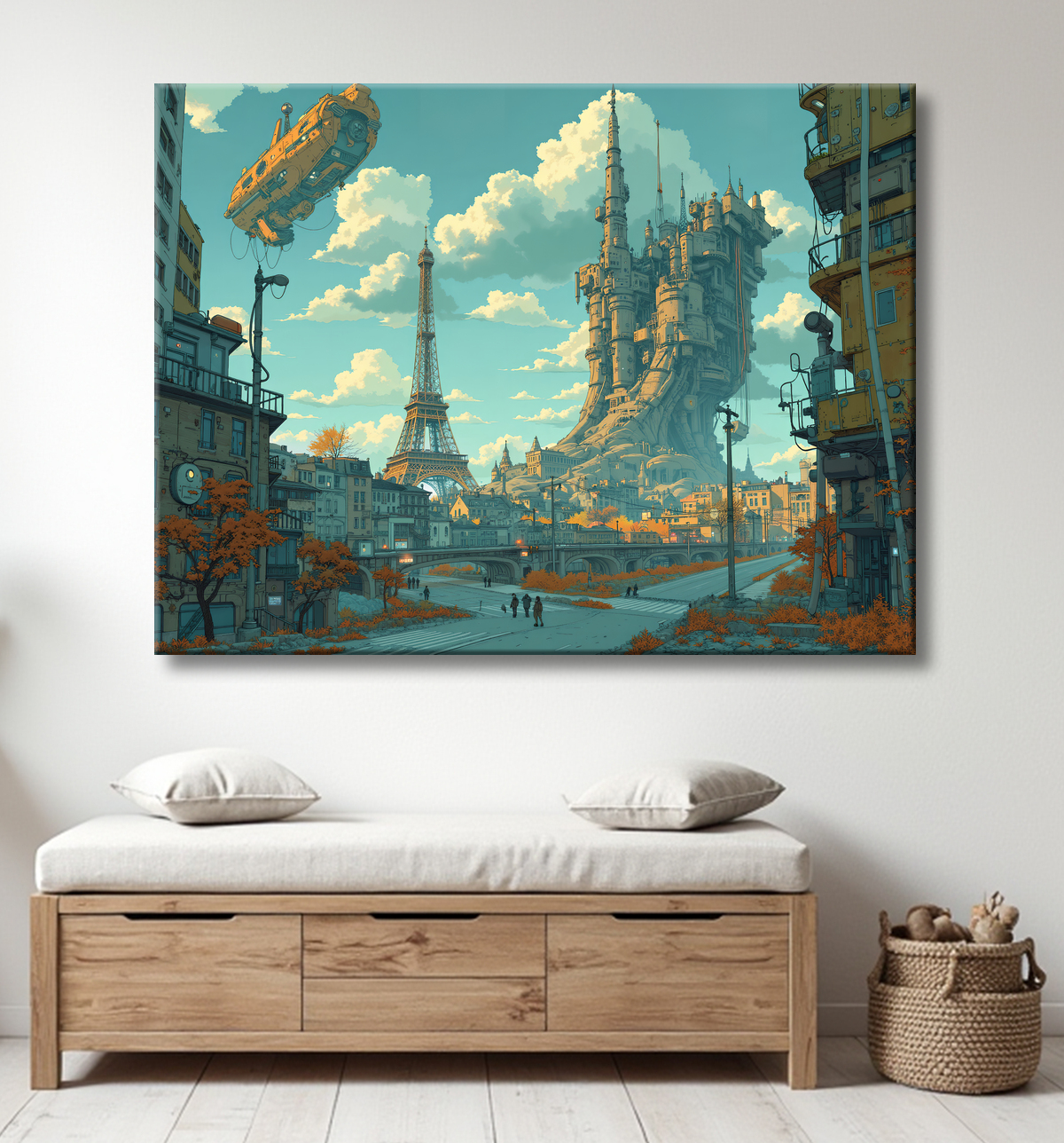 Tableau de Paris SF futuriste avec decor