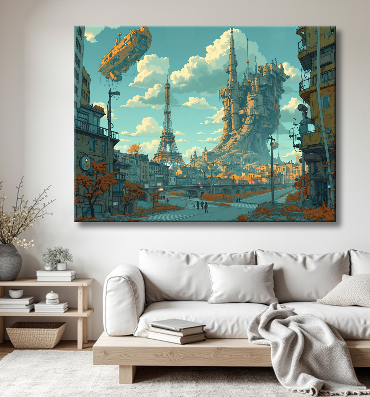 Tableau de Paris SF futuriste avec decor