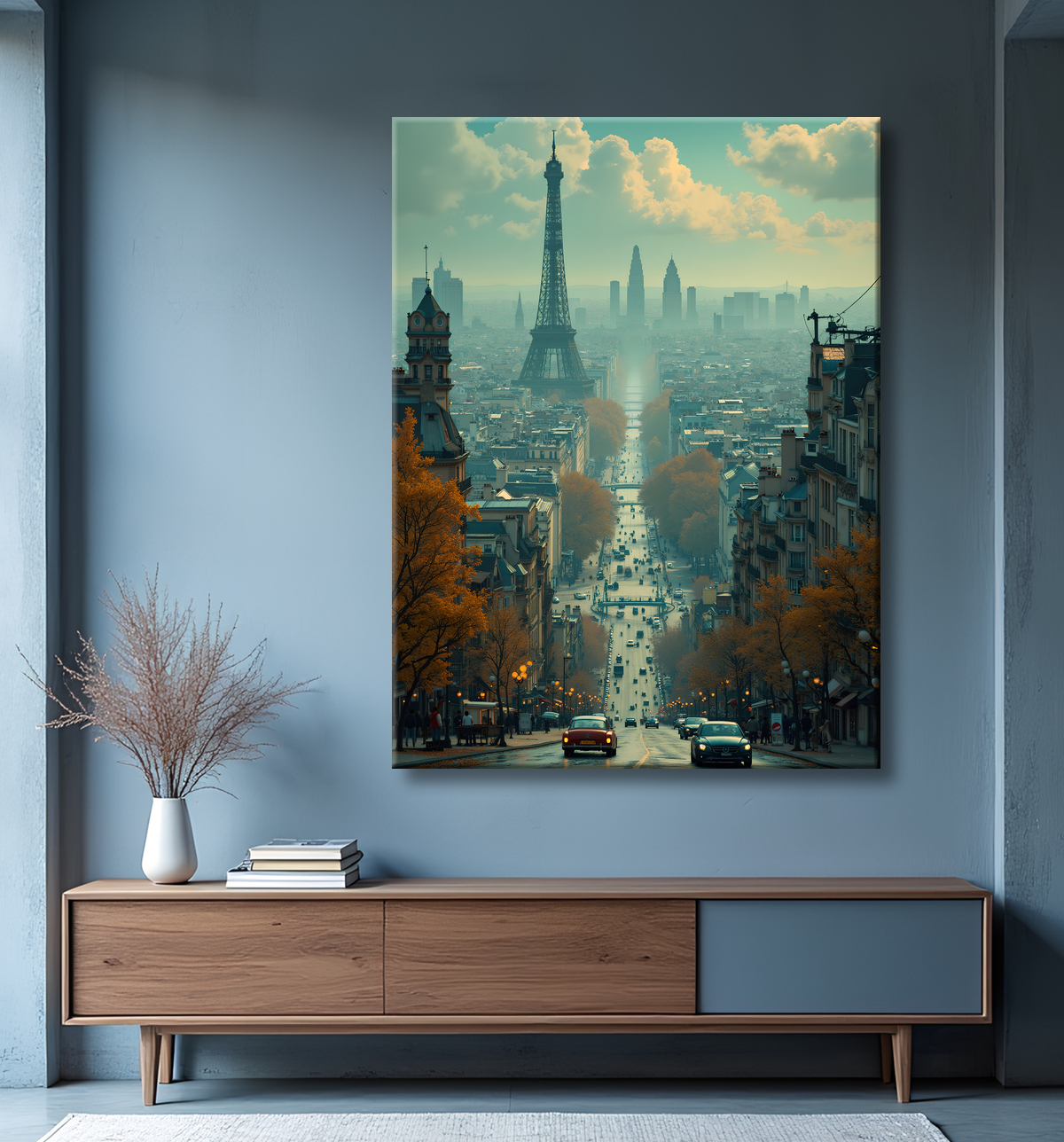 Tableau de Paris SF futuriste avec decor