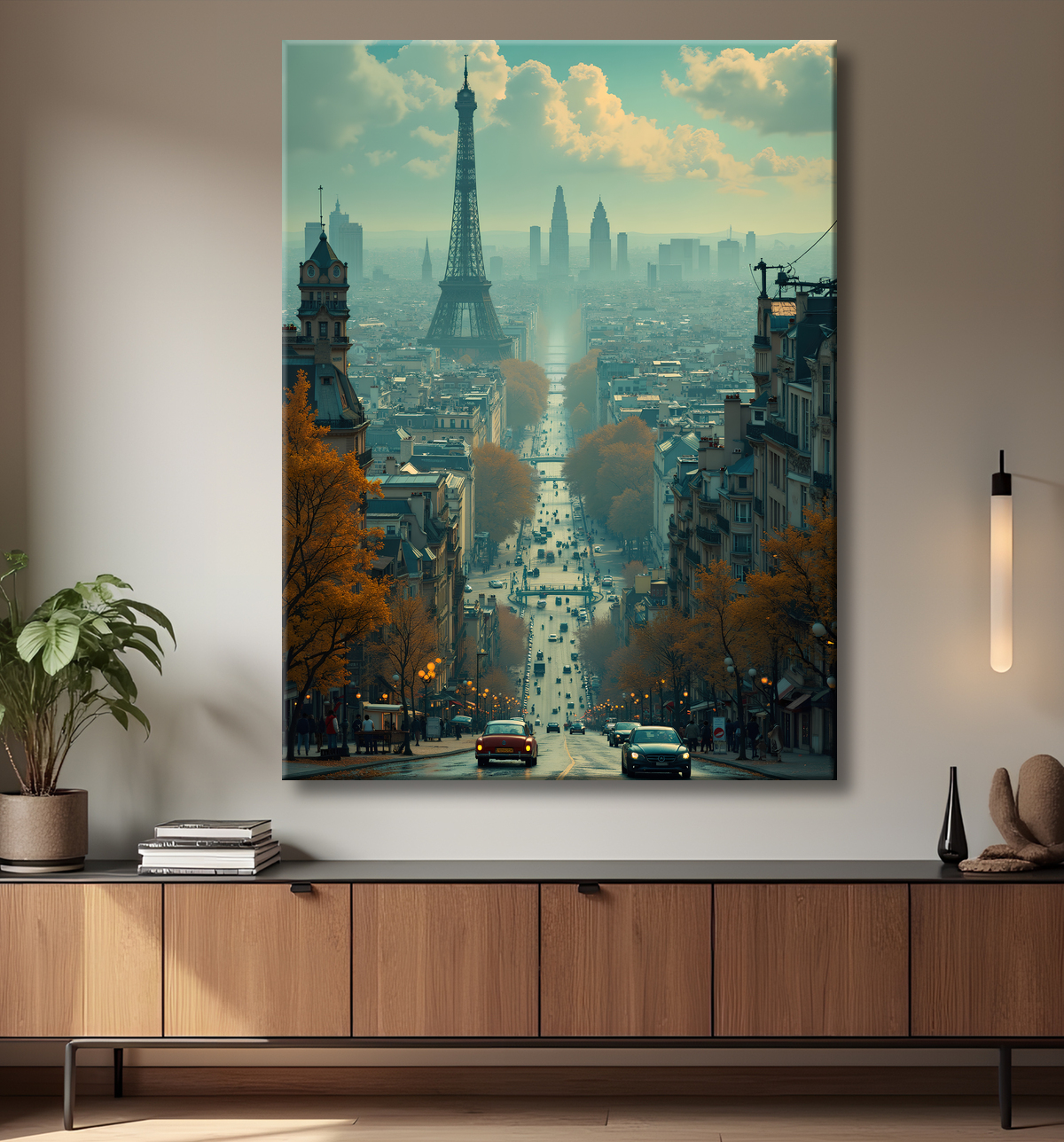 Tableau de Paris SF futuriste avec decor