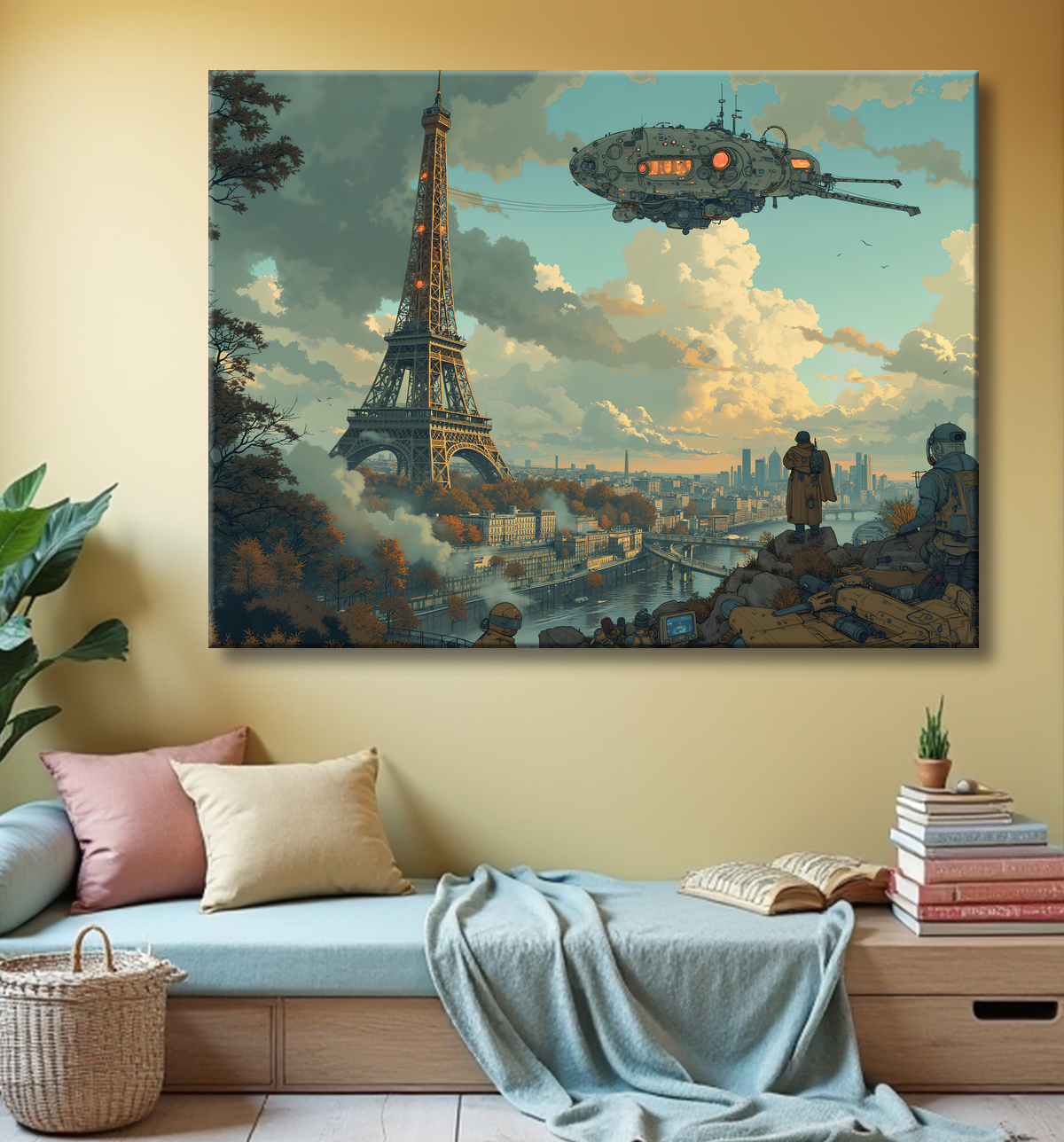 Tableau de Paris SF futuriste avec decor
