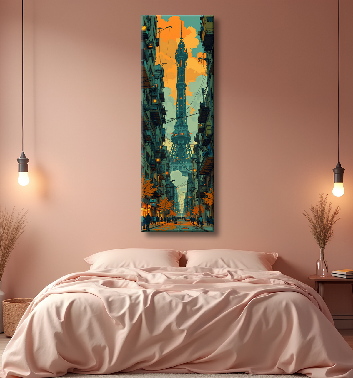 Tableau de Paris SF futuriste avec decor