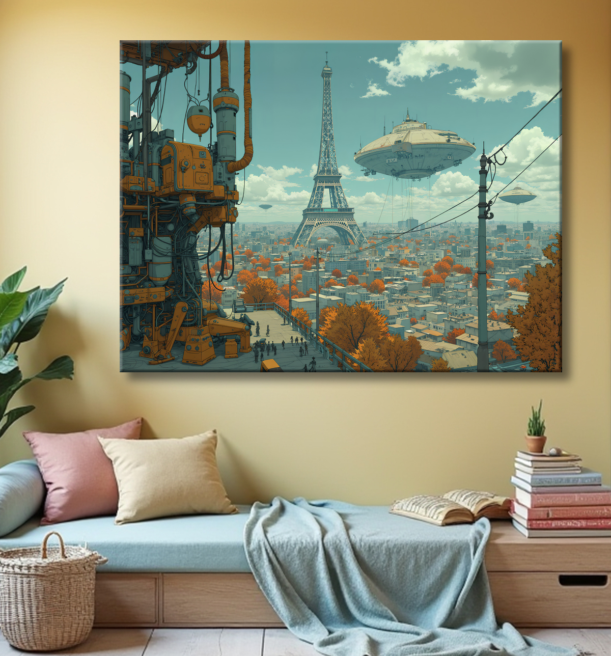 Tableau de Paris SF futuriste avec decor