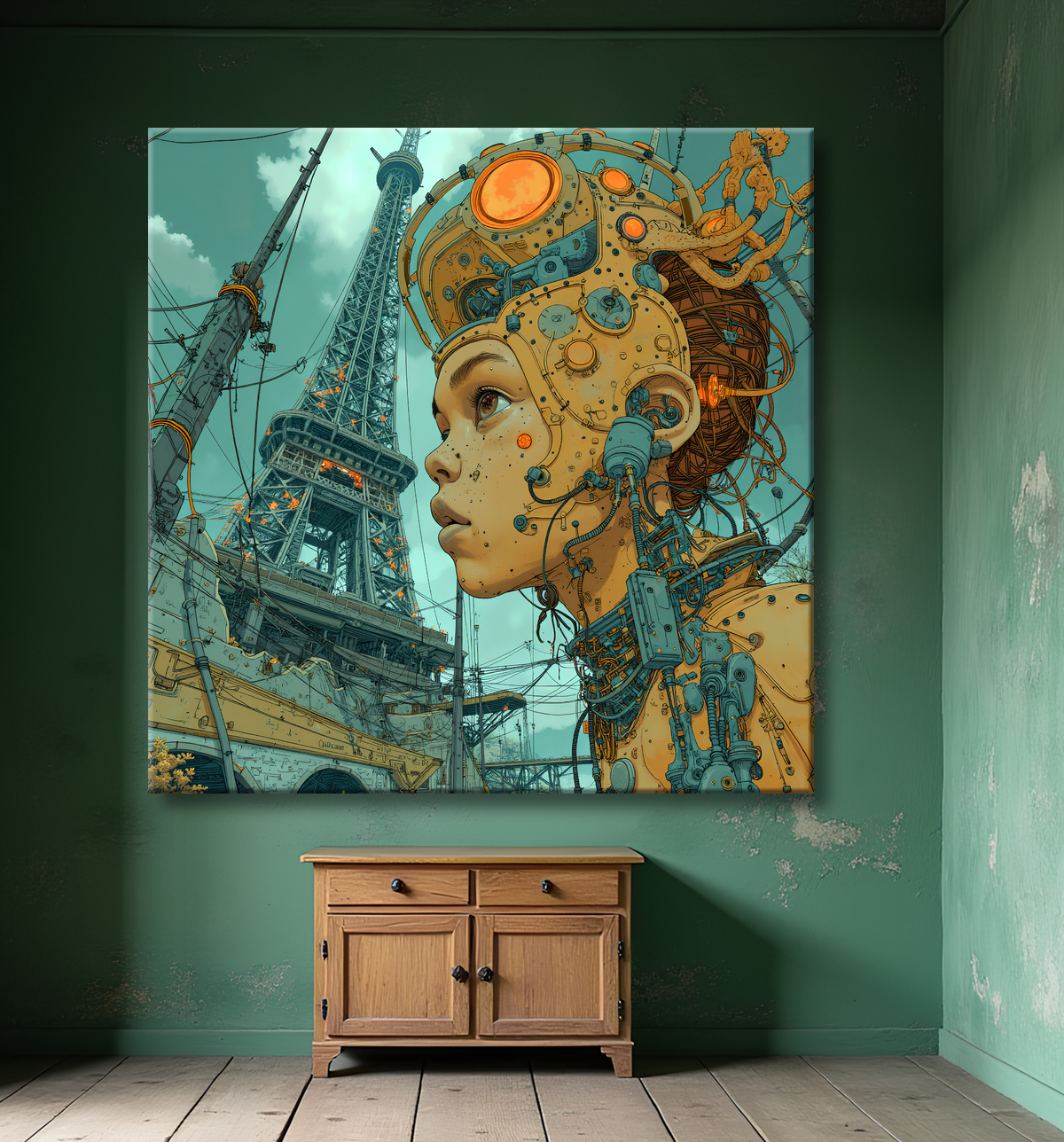 Tableau de Paris SF futuriste avec decor