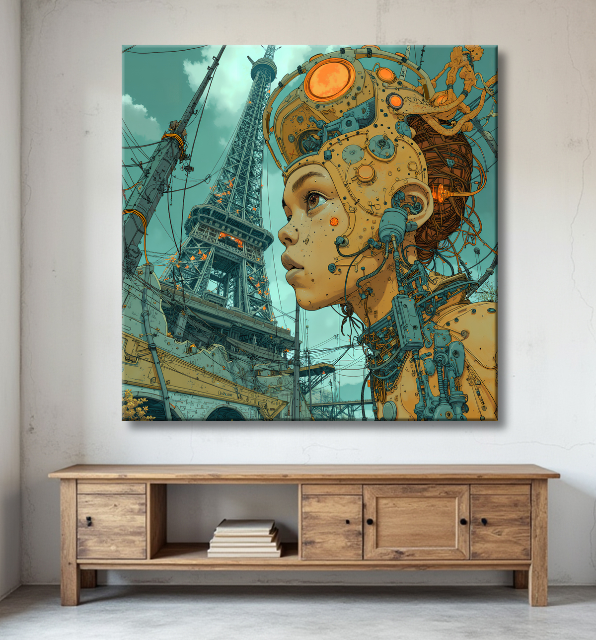 Tableau de Paris SF futuriste avec decor