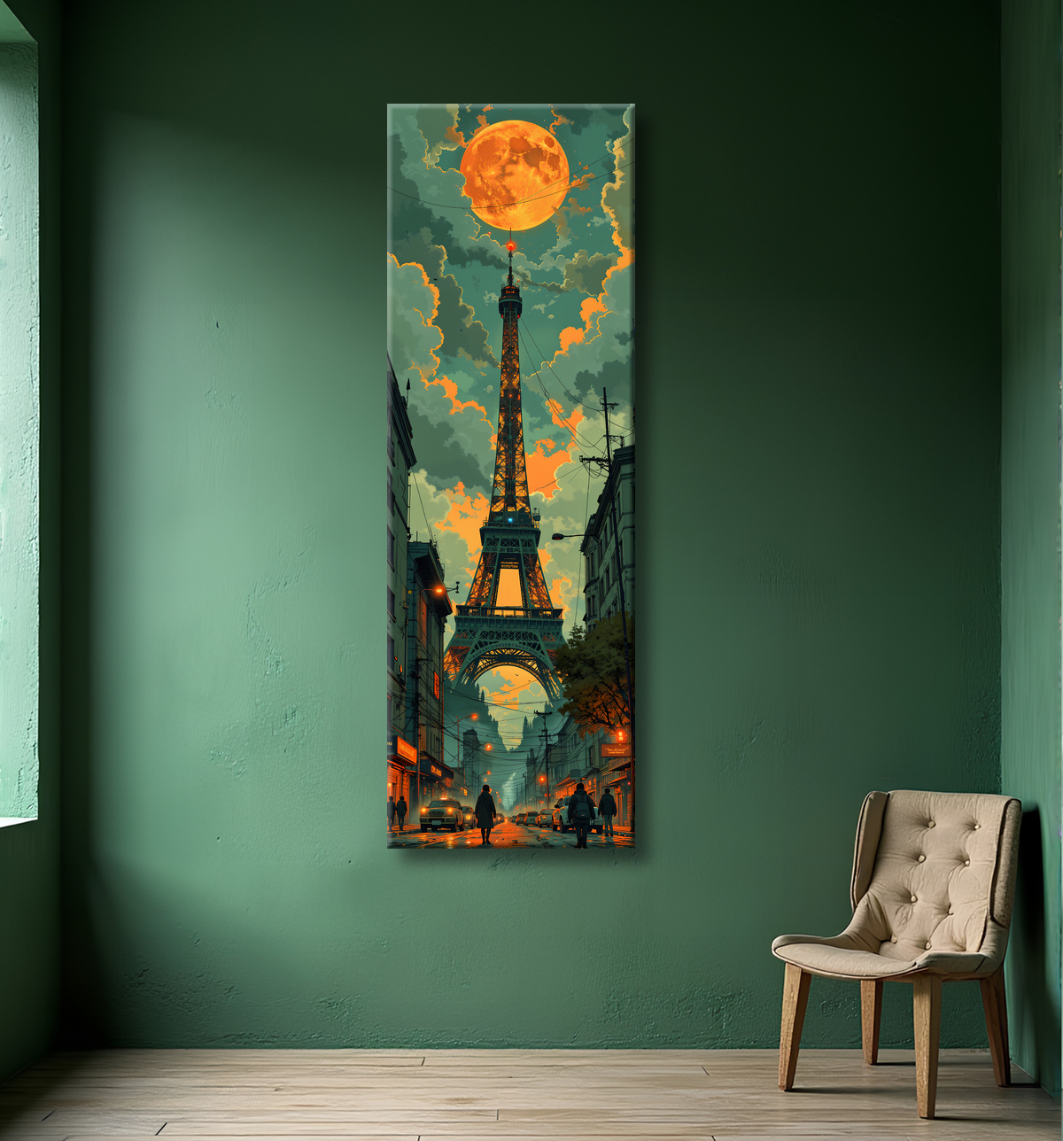 Tableau de Paris SF futuriste avec decor