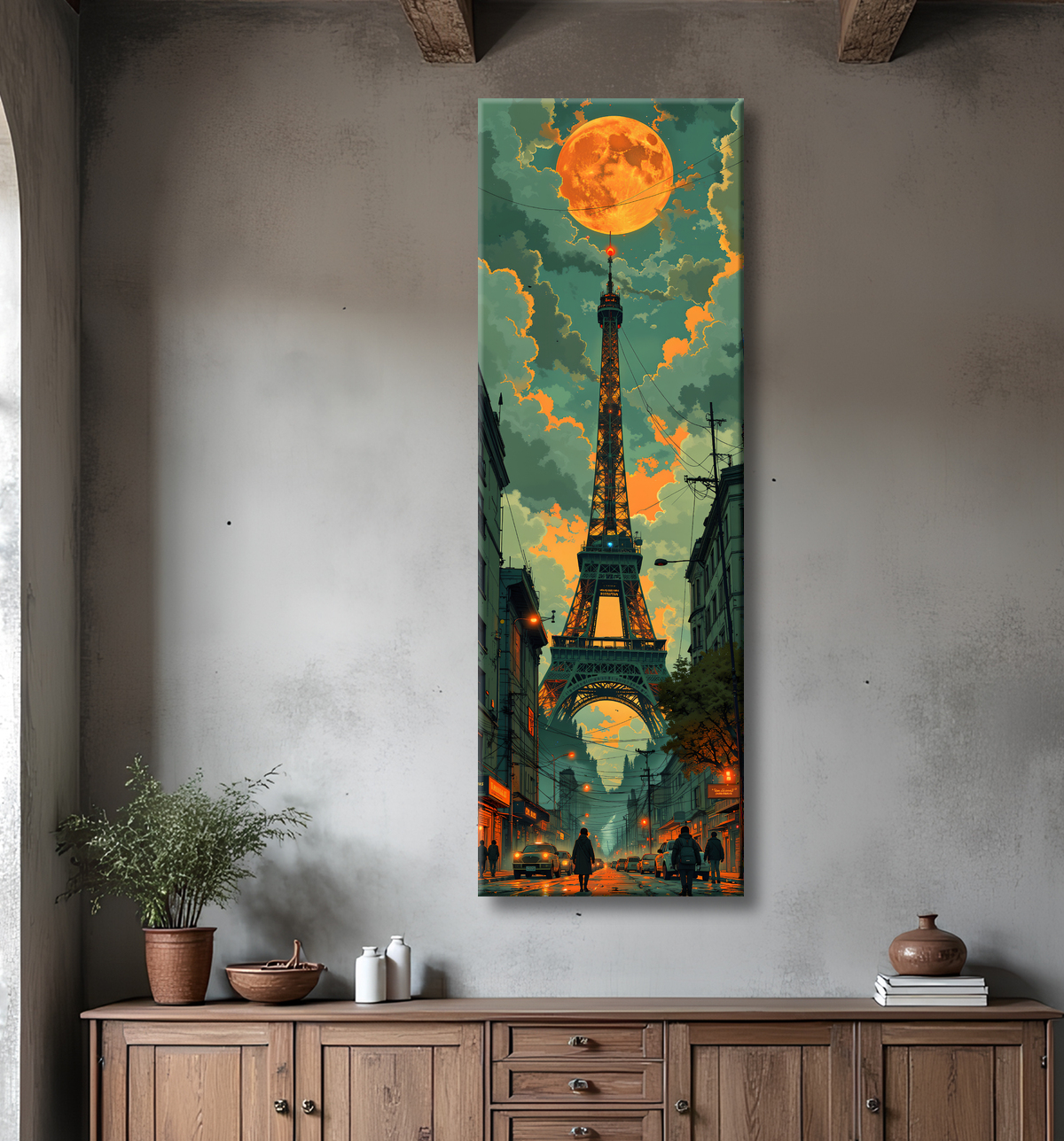 Tableau de Paris SF futuriste avec decor