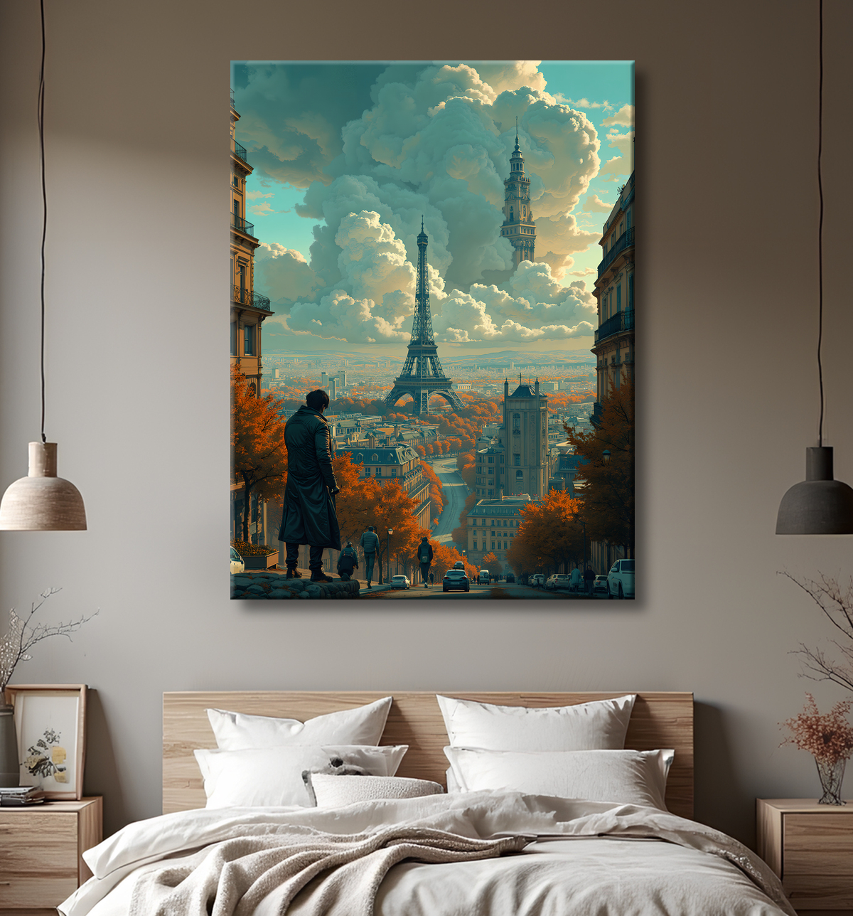 Tableau de Paris SF futuriste avec decor